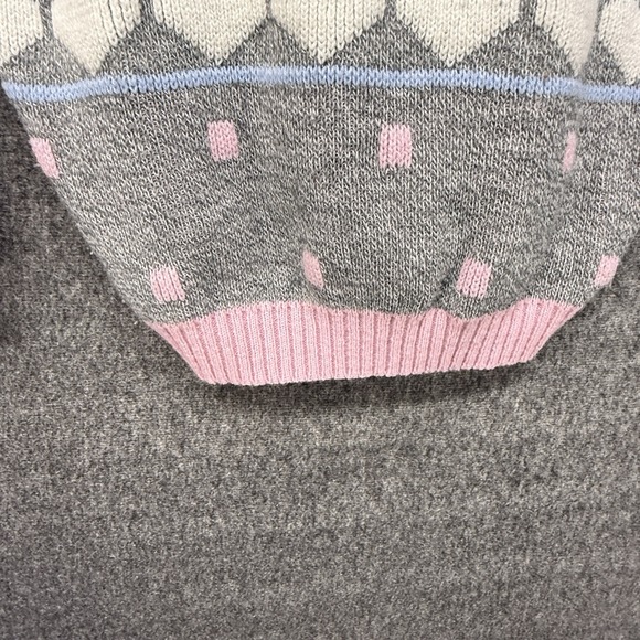 Vintage 80s Sweater Dancing Pig Hearts Fairy Kei Harajuku All Over Print‎ Size M - Picture 9 of 10